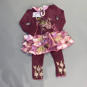 NWT Indygo hand painted hooded tunic with matching leggings size 3T